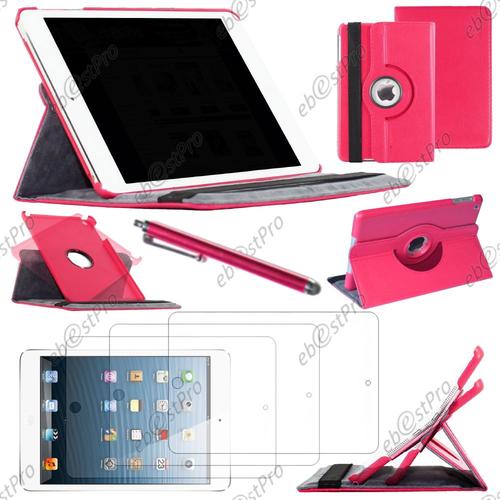 Ebeststar ® Housse Coque Etui Pu Cuir Rotatif Avec Support À Rotation 360° Pour Apple Ipad Mini 3, Mini 2 Retina, Mini 1, Couleur Rose + Stylet 3 Film