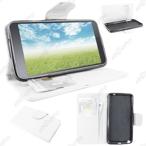 Ebeststar ® Etui Portefeuille Housse Protection Folio Coque Pour Galaxy S6 Sm-G920f, G920, Couleur Blanc + Film Protection D'écran
