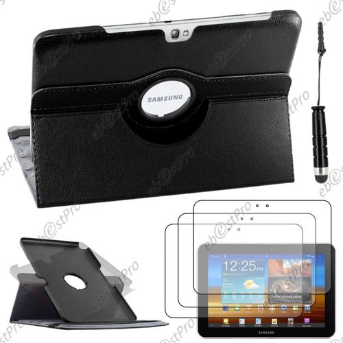 Ebeststar ® Housse Coque Etui Pu Cuir Rotatif Avec Support À Rotation 360° Pour Samsung Galaxy Note 10.1 N8000, N8010, Couleur Noir + Mini Stylet 3 Film