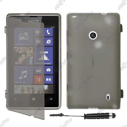Ebeststar ® Housse Etui Coque Portefeuille Livre Silicone Gel Pour Nokia Lumia 520, Couleur Noir + Mini Stylet + Film Protection D'écran