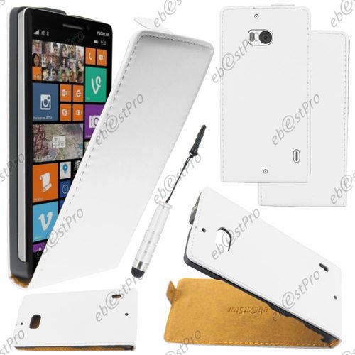 Ebeststar ® Housse Coque Etui En Pu Cuir À Rabat Ultra Fine (Slim Case) Pour Nokia Lumia 930, Couleur Blanc + Mini Stylet + Film Protection D'écran