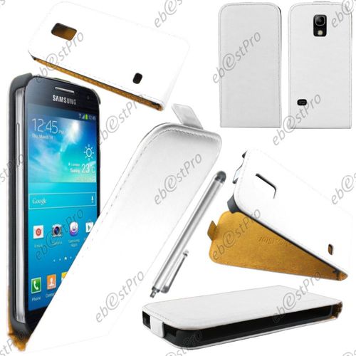 Ebeststar ® Housse Coque Etui En Pu Cuir À Rabat Ultra Fine (Slim Case) Pour Samsung Galaxy S5 Mini Sm-G800 G800f G800h, Couleur Blanc + Stylet + Film Protection D'écran