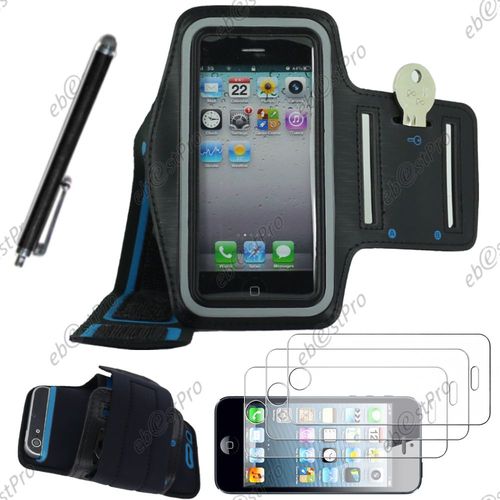 Ebeststar ® Brassard Sport Néoprène Housse Coque Etui De Protection Armband Case Pour Apple Iphone 5s, 5, Couleur Noir + Stylet 3 Film