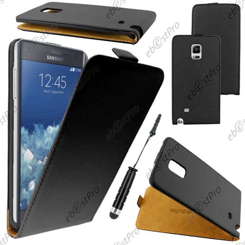 Ebeststar ® Housse Coque Etui En Pu Cuir À Rabat Ultra Fine (Slim Case) Pour Samsung Galaxy Note Edge, Couleur Noir + Mini Stylet + Film Protection D'écran