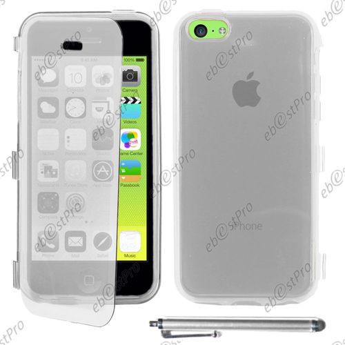 Ebeststar ® Housse Etui Coque Portefeuille Livre Silicone Gel Pour Apple Iphone 5c, Couleur Transparent + Stylet + Film Protection D'écran