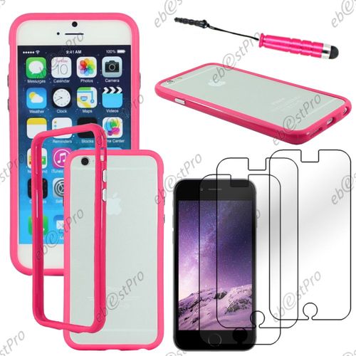 Ebeststar ® Housse Coque Etui Contour De Protection Bumper Avec Bouton Metal Pour Apple Iphone 6 Plus Écran 5,5", Couleur Rose + Mini Stylet 3 Film