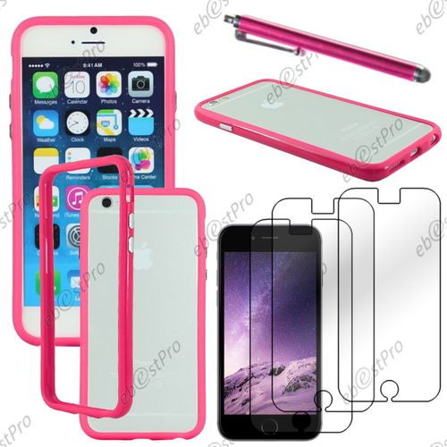 Ebeststar ® Housse Coque Etui Contour De Protection Bumper Avec Bouton Metal Pour Apple Iphone 6 Plus Écran 5,5", Couleur Rose + Stylet 3 Film