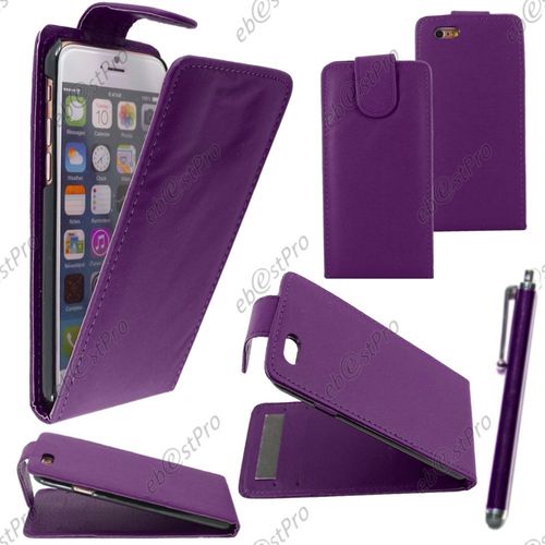 Ebeststar ® Housse Coque Etui Simili Cuir À Rabat Vertical Pour Apple Iphone 6 Écran 4,7", Couleur Violet + Stylet + Film Protection D'écran