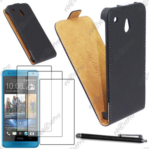 Ebeststar ® Housse Coque Etui En Pu Cuir À Rabat Ultra Fine (Slim Case) Pour Htc One Mini, Couleur Noir + Stylet 3 Film