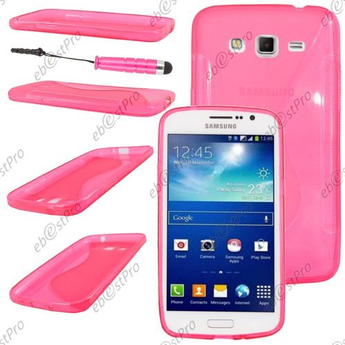 Ebeststar ® Housse Etui Coque Silicone Gel Motif S-Line Protection Souple Pour Samsung Galaxy Grand 2 G7105 G7102 G7100, Couleur Rose + Mini Stylet + Film Protection D'écran