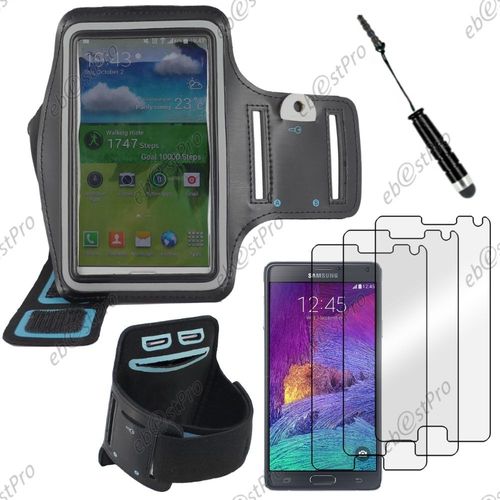 Ebeststar ® Brassard Sport Néoprène Housse Coque Etui De Protection Armband Case Pour Samsung Galaxy Note 4 N910f, Couleur Noir + Mini Stylet 3 Film