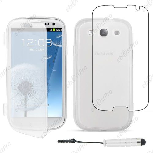 Ebeststar ® Housse Etui Coque Portefeuille Livre Silicone Gel Pour Samsung Galaxy S3 I9300 I9305, Couleur Transparent + Mini Stylet + Film Protection D'écran