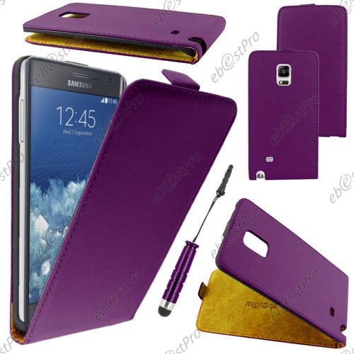 Ebeststar ® Housse Coque Etui En Pu Cuir À Rabat Ultra Fine (Slim Case) Pour Samsung Galaxy Note Edge, Couleur Violet + Mini Stylet + Film Protection D'écran