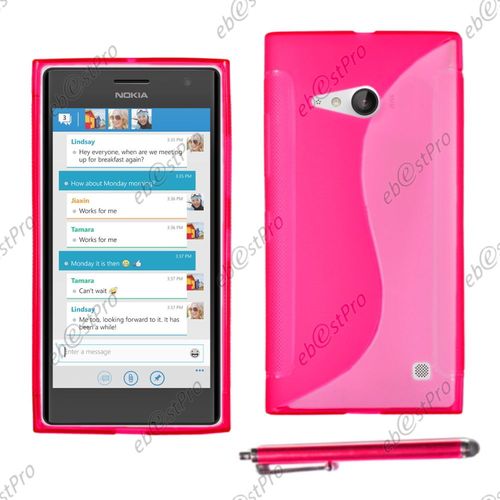 Ebeststar ® Housse Etui Coque Silicone Gel Motif S-Line Protection Souple Pour Nokia Lumia 735 730 Dual, Couleur Rose + Stylet + Film Protection D'écran