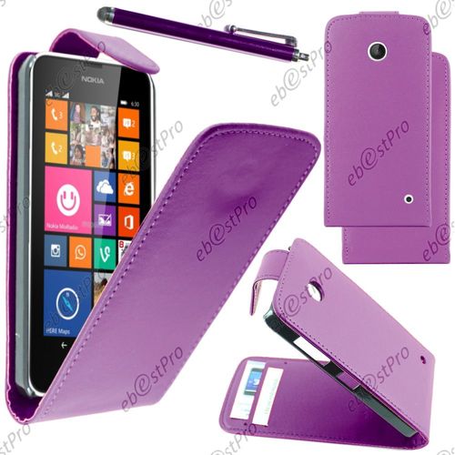 Ebeststar ® Housse Coque Etui Simili Cuir À Rabat Vertical Pour Nokia Lumia 630, Couleur Violet + Stylet + Film Protection D'écran