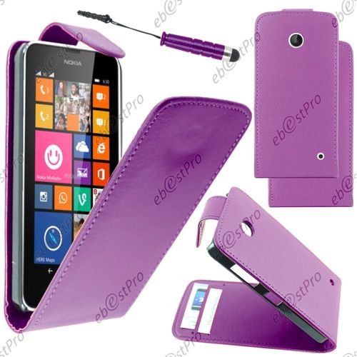 Ebeststar ® Housse Coque Etui Simili Cuir À Rabat Vertical Pour Nokia Lumia 630, Couleur Violet + Mini Stylet + Film Protection D'écran