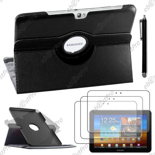 Ebeststar ® Housse Coque Etui Pu Cuir Rotatif Avec Support À Rotation 360° Pour Samsung Galaxy Note 10.1 N8000, N8010, Couleur Noir + Stylet 3 Film