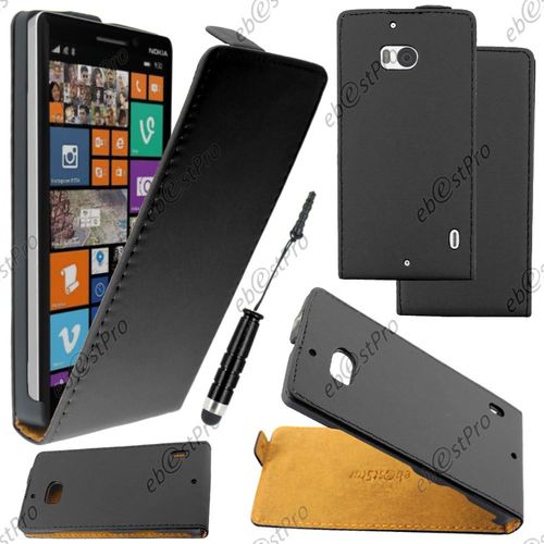 Ebeststar ® Housse Coque Etui En Pu Cuir À Rabat Ultra Fine (Slim Case) Pour Nokia Lumia 930, Couleur Noir + Mini Stylet + Film Protection D'écran