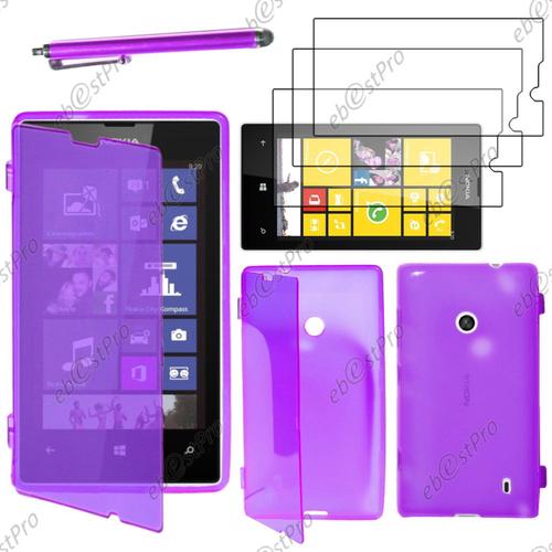Ebeststar ® Housse Etui Coque Portefeuille Livre Silicone Gel Pour Nokia Lumia 520, Couleur Violet + Stylet 3 Film