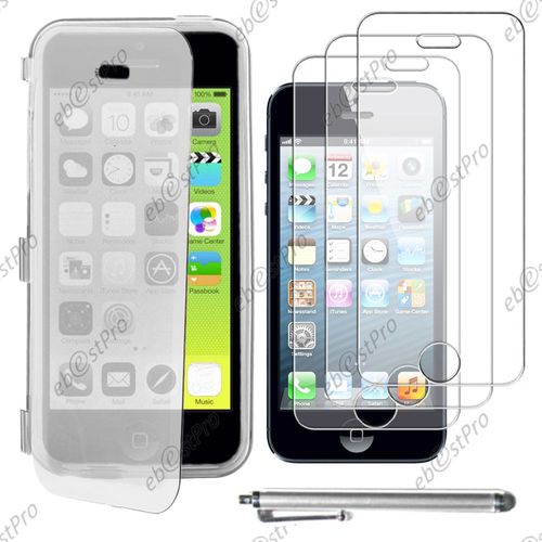 Ebeststar ® Housse Etui Coque Portefeuille Livre Silicone Gel Pour Apple Iphone 5c, Couleur Transparent + Stylet 3 Film