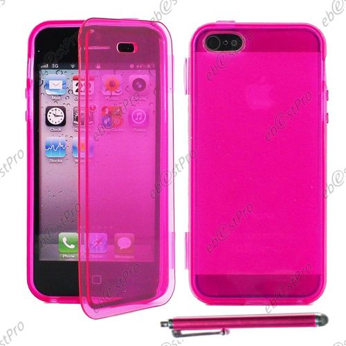 Ebeststar ® Housse Etui Coque Portefeuille Livre Silicone Gel Pour Apple Iphone 5s, 5, Couleur Rose + Stylet + Film Protection D'écran