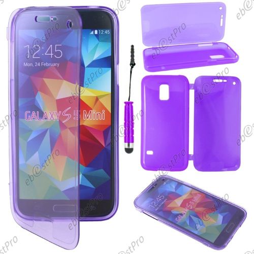 Ebeststar ® Housse Etui Coque Portefeuille Livre Silicone Gel Pour Samsung Galaxy S5 Mini Sm-G800 G800f G800h, Couleur Violet + Mini Stylet + Film Protection D'écran