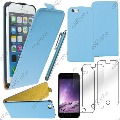 Ebeststar ® Housse Coque Etui En Pu Cuir À Rabat Ultra Fine (Slim Case) Pour Apple Iphone 6 Plus Écran 5,5", Couleur Bleu + Stylet 3 Film