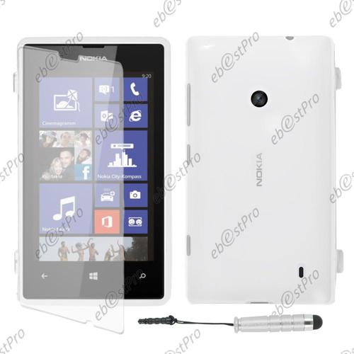 Ebeststar ® Housse Etui Coque Portefeuille Livre Silicone Gel Pour Nokia Lumia 520, Couleur Transparent + Mini Stylet + Film Protection D'écran