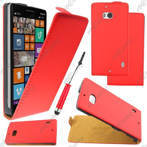 Ebeststar ® Housse Coque Etui En Pu Cuir À Rabat Ultra Fine (Slim Case) Pour Nokia Lumia 930, Couleur Rouge + Mini Stylet + Film Protection D'écran