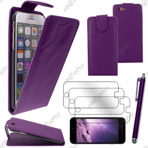 Ebeststar ® Housse Coque Etui Simili Cuir À Rabat Vertical Pour Apple Iphone 6 Écran 4,7", Couleur Violet + Stylet 3 Film