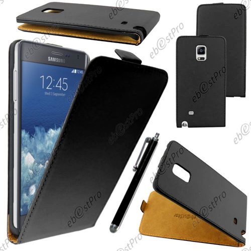 Ebeststar ® Housse Coque Etui En Pu Cuir À Rabat Ultra Fine (Slim Case) Pour Samsung Galaxy Note Edge, Couleur Noir + Stylet + Film Protection D'écran