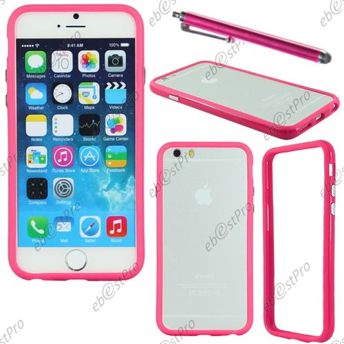 Ebeststar ® Housse Coque Etui Contour De Protection Bumper Avec Bouton Metal Pour Apple Iphone 6 Plus Écran 5,5", Couleur Rose + Stylet + Film Protection D'écran