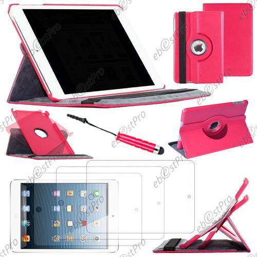 Ebeststar ® Housse Coque Etui Pu Cuir Rotatif Avec Support À Rotation 360° Pour Apple Ipad Mini 3, Mini 2 Retina, Mini 1, Couleur Rose + Mini Stylet 3 Film