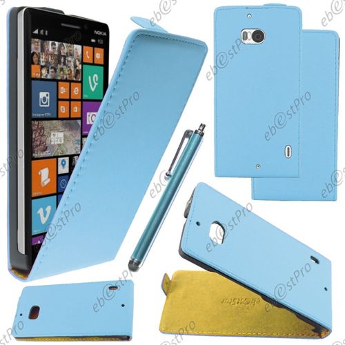 Ebeststar ® Housse Coque Etui En Pu Cuir À Rabat Ultra Fine (Slim Case) Pour Nokia Lumia 930, Couleur Bleu + Stylet + Film Protection D'écran