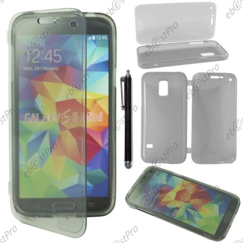 Ebeststar ® Housse Etui Coque Portefeuille Livre Silicone Gel Pour Samsung Galaxy S5 Mini Sm-G800 G800f G800h, Couleur Noir + Stylet + Film Protection D'écran