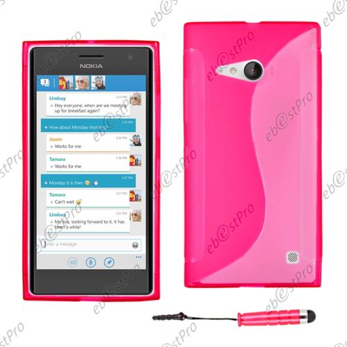 Ebeststar ® Housse Etui Coque Silicone Gel Motif S-Line Protection Souple Pour Nokia Lumia 735 730 Dual, Couleur Rose + Mini Stylet + Film Protection D'écran
