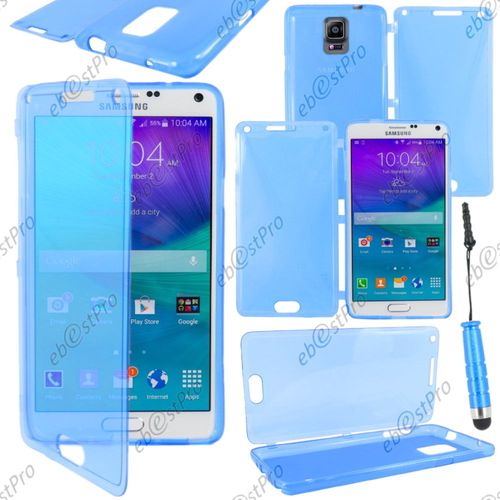 Ebeststar ® Housse Etui Coque Portefeuille Livre Silicone Gel Pour Samsung Galaxy Note 4 N910f, Couleur Bleu + Mini Stylet + Film Protection D'écran