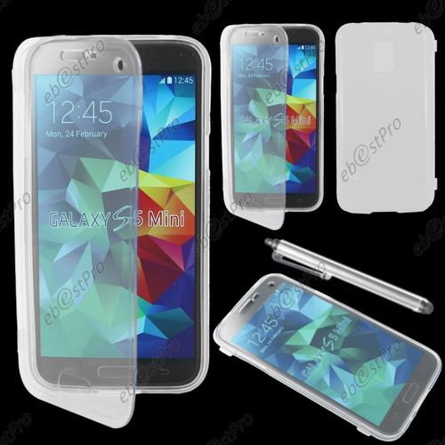 Ebeststar ® Housse Etui Coque Portefeuille Livre Silicone Gel Pour Samsung Galaxy S5 Mini Sm-G800 G800f G800h, Couleur Transparent + Stylet + Film Protection D'écran