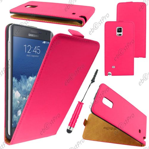 Ebeststar ® Housse Coque Etui En Pu Cuir À Rabat Ultra Fine (Slim Case) Pour Samsung Galaxy Note Edge, Couleur Rose + Mini Stylet + Film Protection D'écran