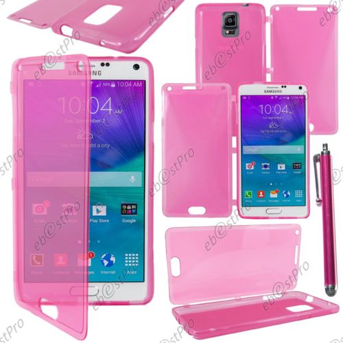 Ebeststar ® Housse Etui Coque Portefeuille Livre Silicone Gel Pour Samsung Galaxy Note 4 N910f, Couleur Rose + Stylet + Film Protection D'écran