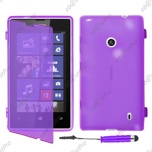 Ebeststar ® Housse Etui Coque Portefeuille Livre Silicone Gel Pour Nokia Lumia 520, Couleur Violet + Mini Stylet + Film Protection D'écran