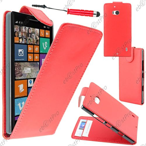 Ebeststar ® Housse Coque Etui Simili Cuir À Rabat Vertical Pour Nokia Lumia 930, Couleur Rouge + Mini Stylet + Film Protection D'écran