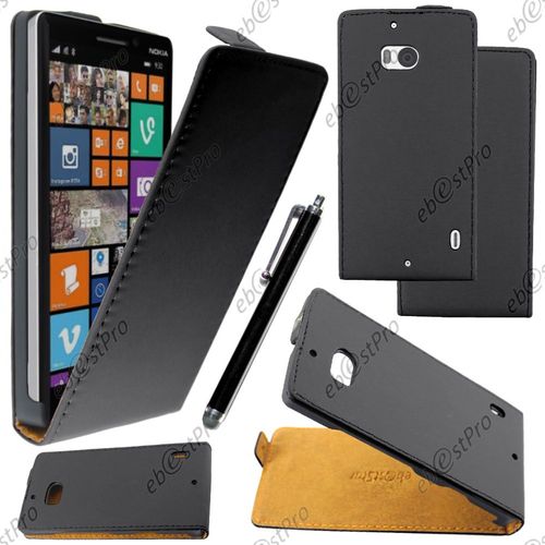 Ebeststar ® Housse Coque Etui En Pu Cuir À Rabat Ultra Fine (Slim Case) Pour Nokia Lumia 930, Couleur Noir + Stylet + Film Protection D'écran