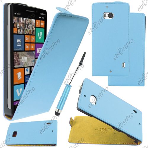Ebeststar ® Housse Coque Etui En Pu Cuir À Rabat Ultra Fine (Slim Case) Pour Nokia Lumia 930, Couleur Bleu + Mini Stylet + Film Protection D'écran