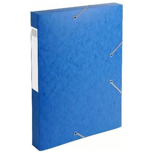 Exacompta Lot De 5 Chemises 3 Rabats Et Élastique Exatobox Dos De 4 Cm, En Carte Lustrée 5/10e Bleu