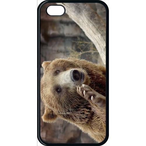 Coque Iphone 5c - Gros Ours Brun - Noir