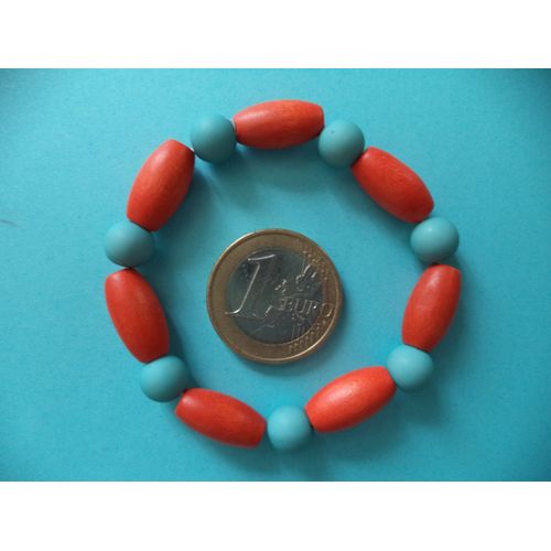 Bracelet Enfant Multicolore Perles En Bois Neuf