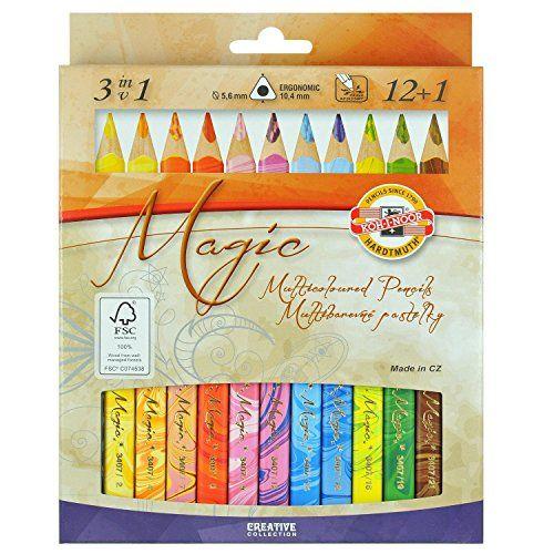 Koh-I-Noor Lot De 13 Crayons Multicolores Triangulaires Magic Natur Avec 1 Mélangeur
