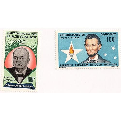 Dahomey- 1 Timbre Neuf Churchill Et 1 Timbre Neuf Lincoln