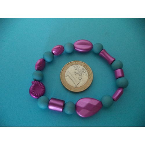 Bracelet Enfant Multicolore Perle Rose Bleu Neuf